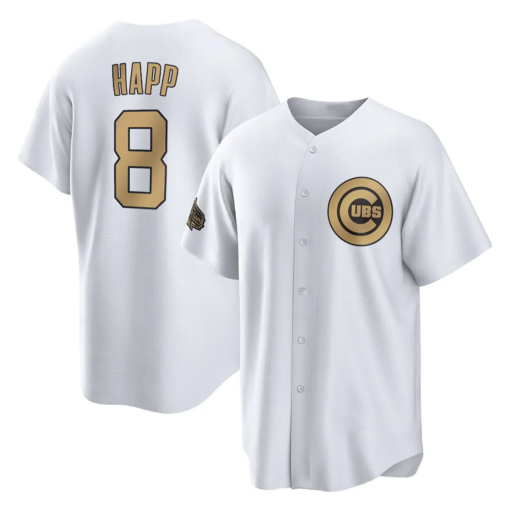 STECN C.Cubs #8 Ian Happ Player Gold All-Star Game Home Stitched Jerseys