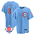STECN C.Cubs #8 Ian Happ Player Light Blue 150th Anniversary Home Game Stitched Jerseys