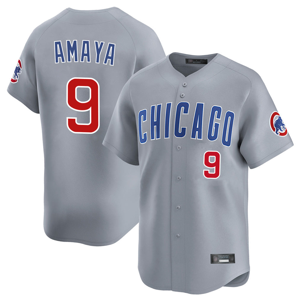 STECN C.Cubs #9 Miguel Amaya Player Gray Road Limited Home Stitched Jerseys