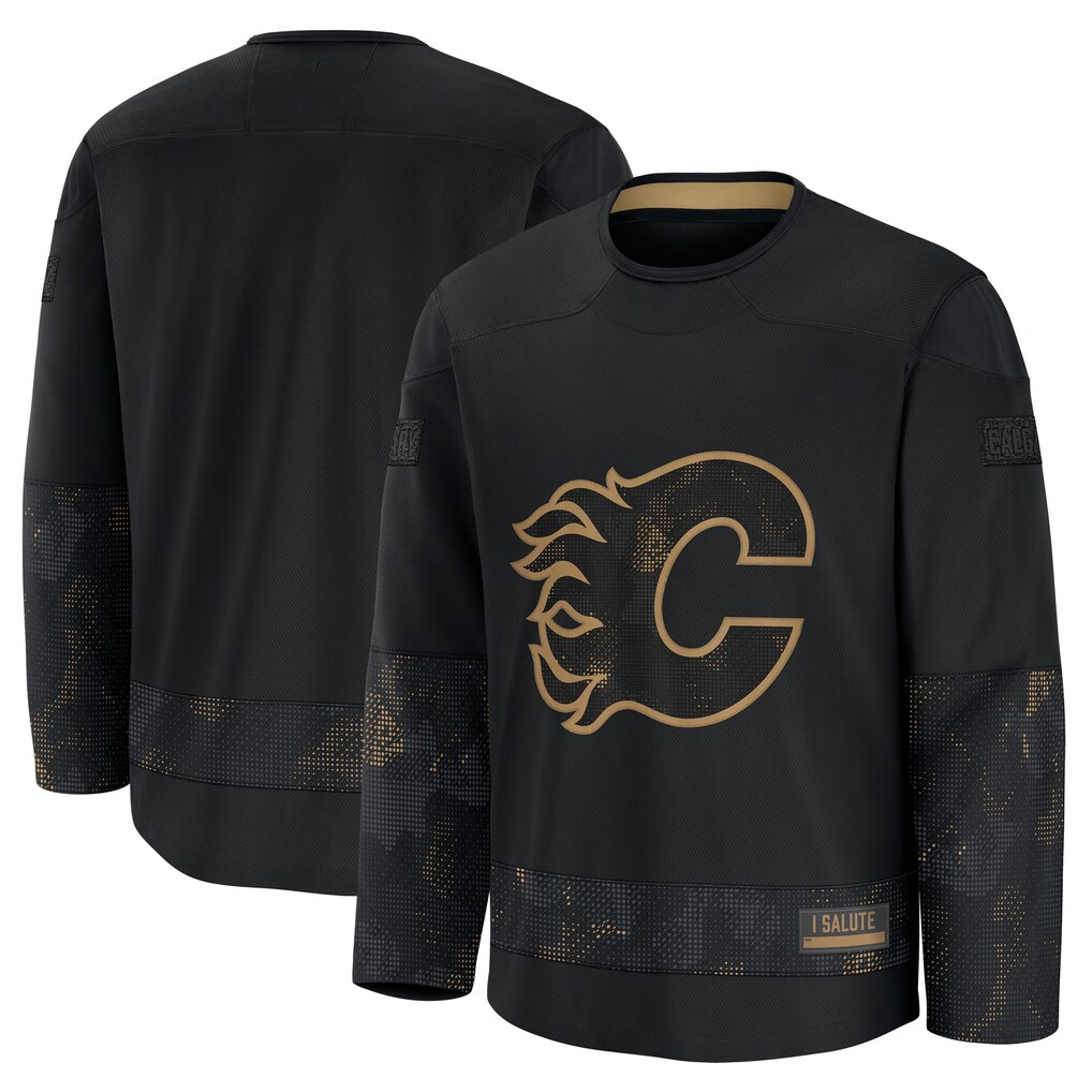 STECN C.Flames Black 2024 Military Appreciation Practice Jerseys