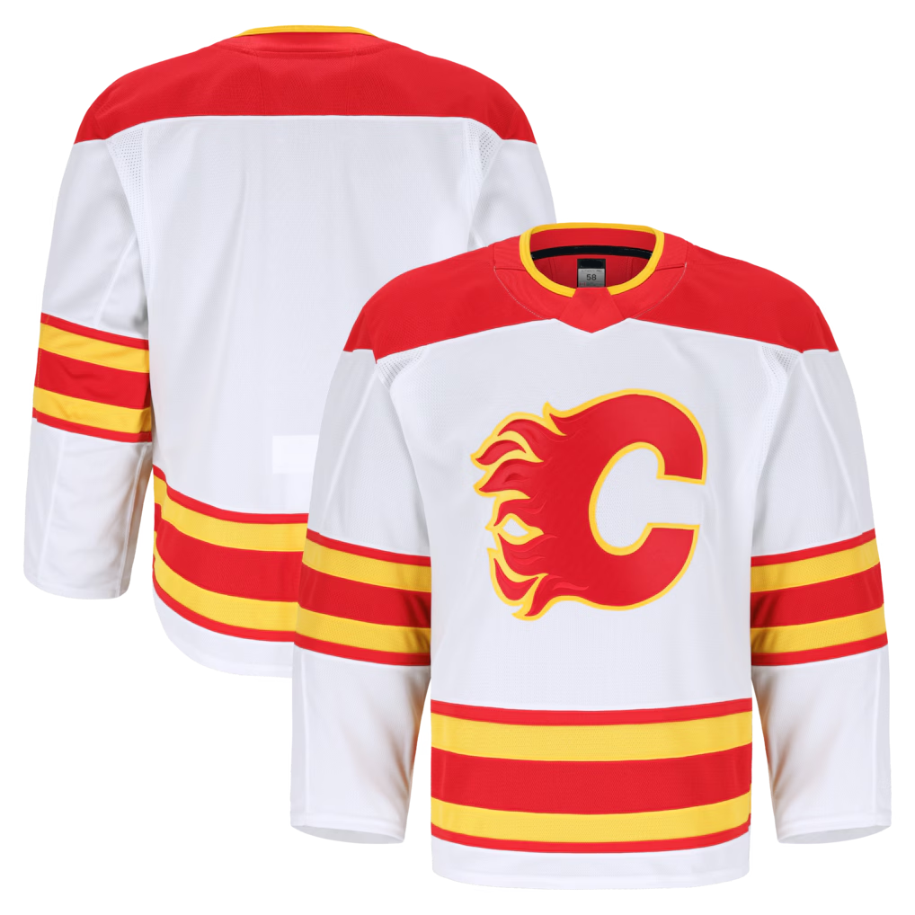 STECN C.Flames White Away Authentic Pro Jerseys