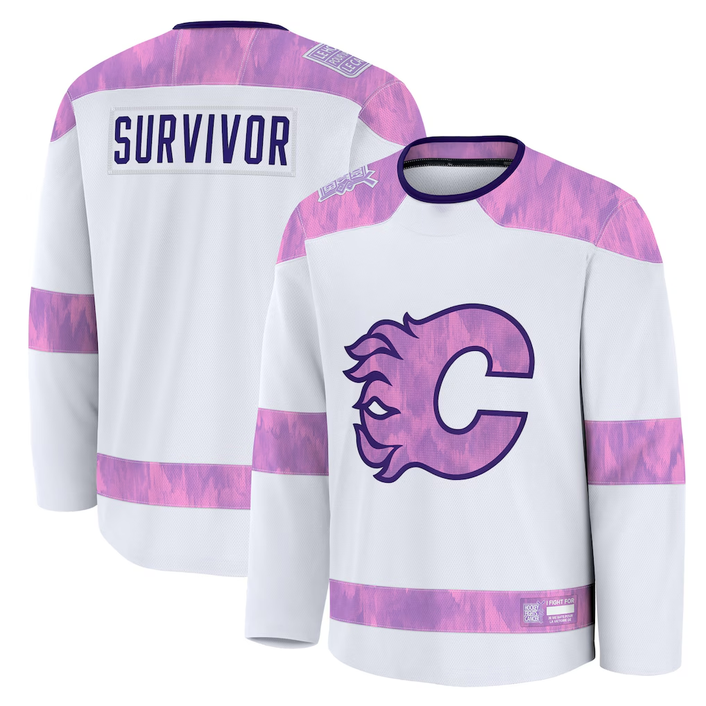STECN C.Flames White Hockey Fights Cancer Survivor Practice Jerseys