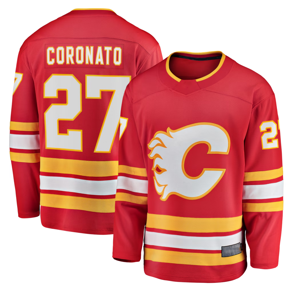 STECN C.Flames #27 Matt Coronato Red Home Breakaway Jerseys