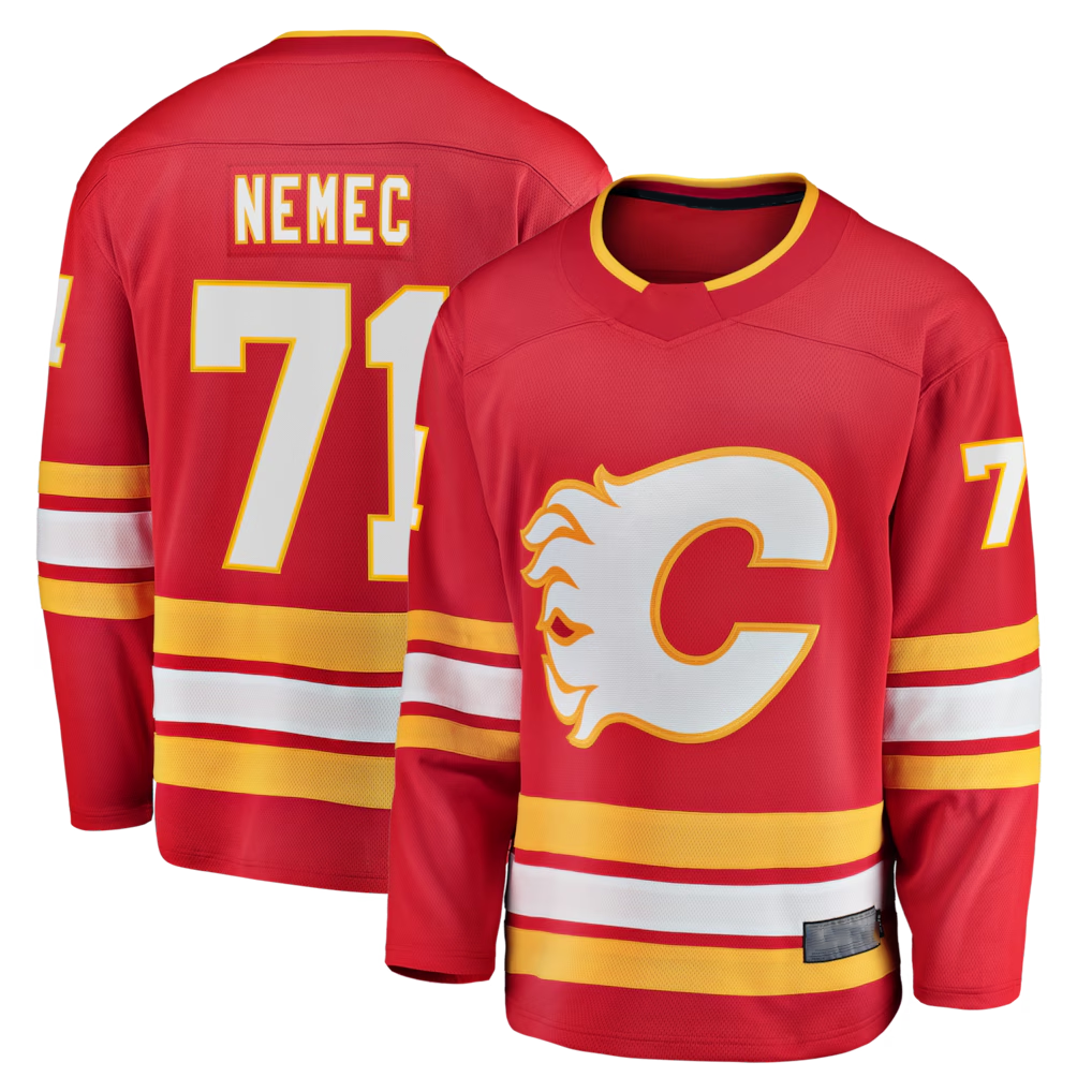 STECN C.Flames #71 Simon Nemec Red Home Breakaway Jerseys