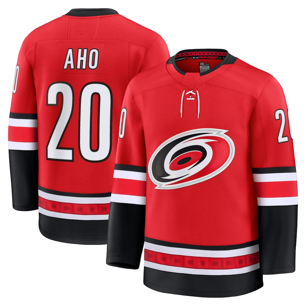 STECN C.Hurricanes #20 Sebastian Aho Red Alternate Premium Stitched Jerseys