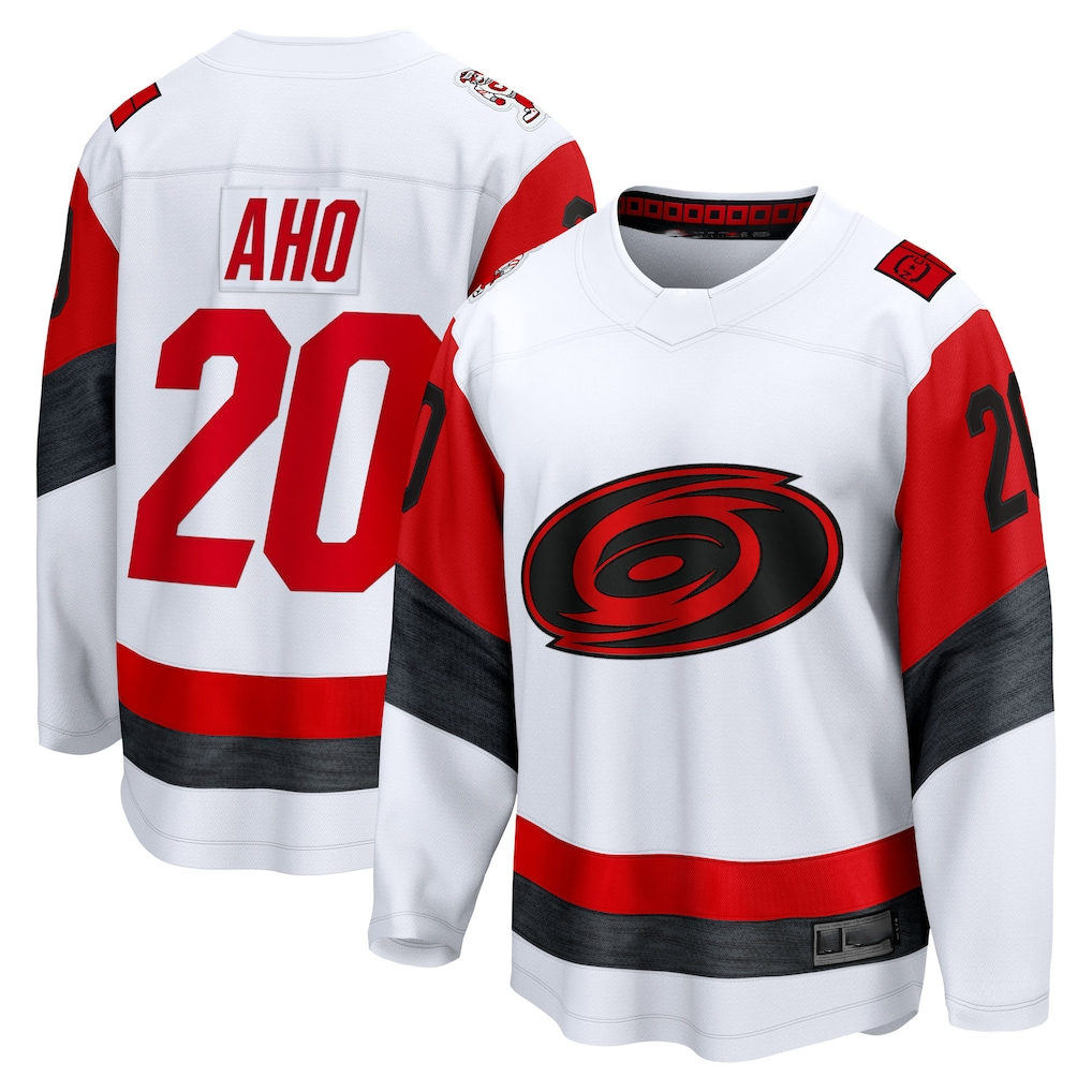 STECN C.Hurricanes #20 Sebastian Aho White Away Breakaway Stitched Jerseys