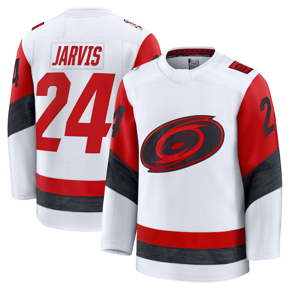 STECN C.Hurricanes #24 Seth Jarvis White Away Premium Stitched Jerseys