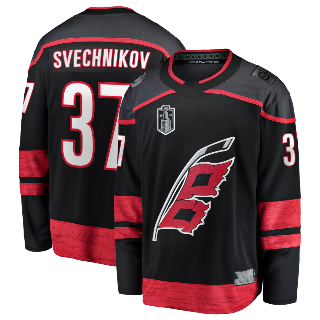 STECN C.Hurricanes #37 Andrei Svechnikov Black 2026 Stanley Cup Final Home Breakaway Stitched Jerseys