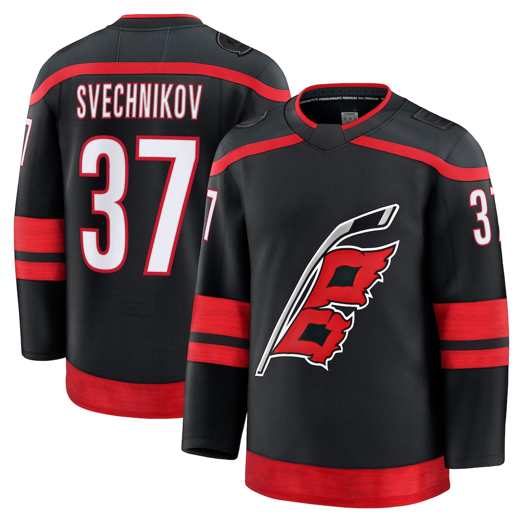 STECN C.Hurricanes #37 Andrei Svechnikov Black Home Premium Stitched Jerseys