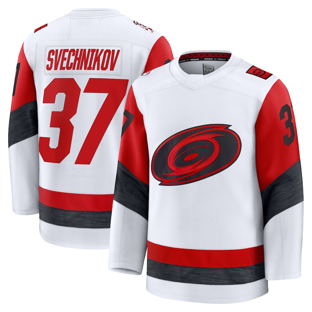 STECN C.Hurricanes #37 Andrei Svechnikov White Away Premium Stitched Jerseys