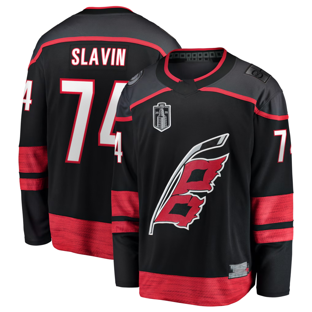 STECN C.Hurricanes #74 Jaccob Slavin Black 2026 Stanley Cup Final Home Breakaway Stitched Jerseys