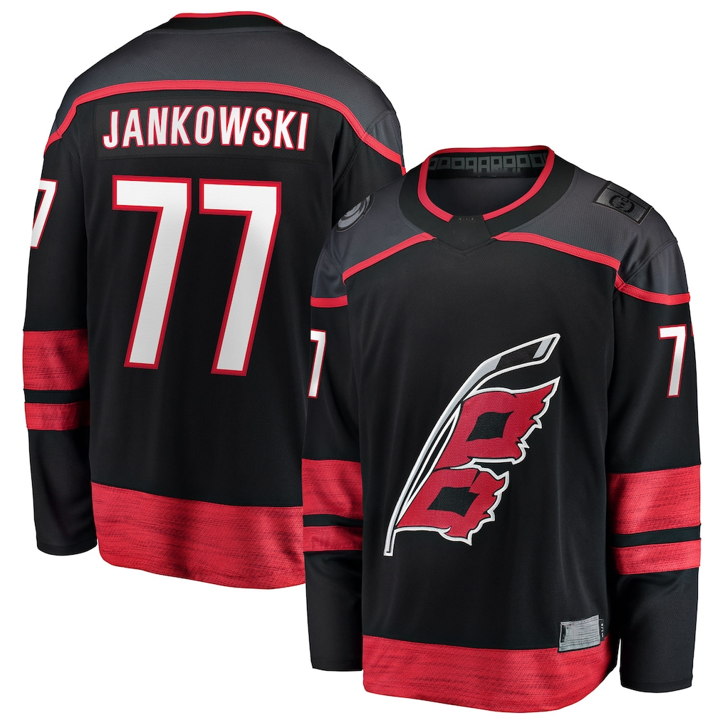 STECN C.Hurricanes #77 Mark Jankowski Black Home Breakaway Stitched Jerseys
