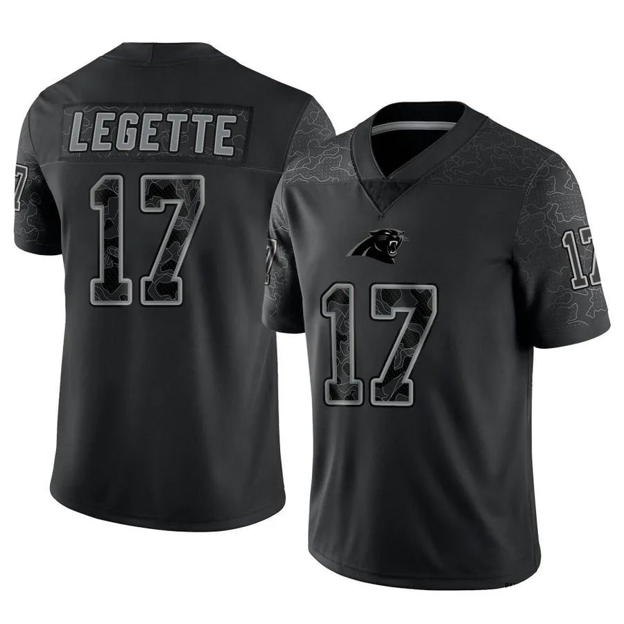 STECN C.Panthers #17 Xavier Legette Player Black REFLECTIVE Limited Stitched Jerseys