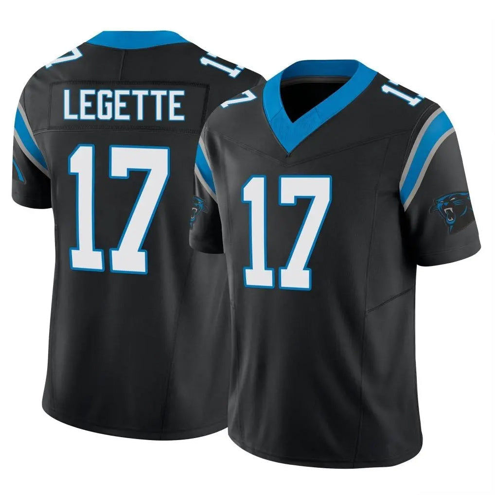 STECN C.Panthers #17 Xavier Legette Player Black Vapor F.U.S.E. Limited Home Game Stitched Jerseys