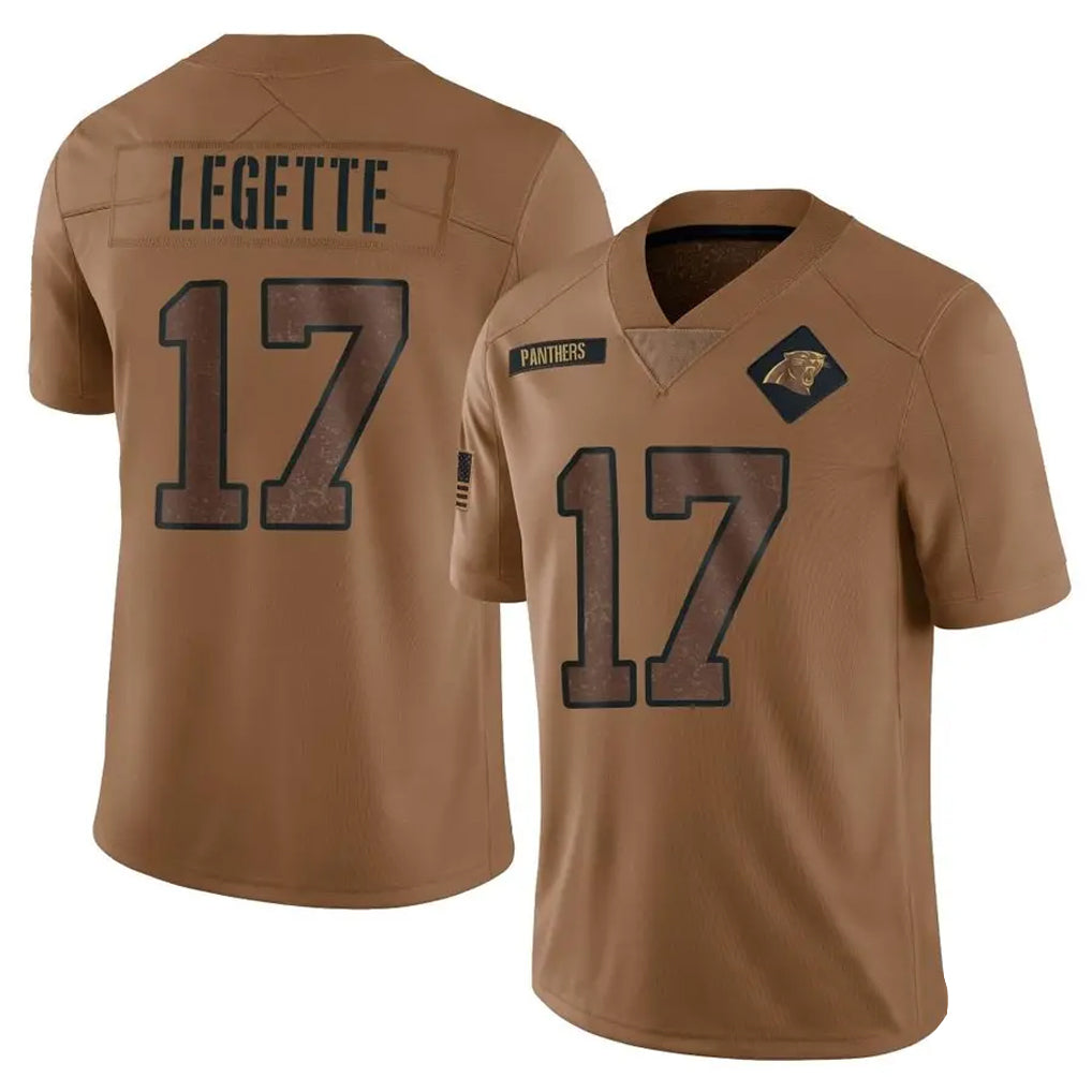 STECN C.Panthers #17 Xavier Legette Player Brown Salute To Service Limited Stitched Jerseys