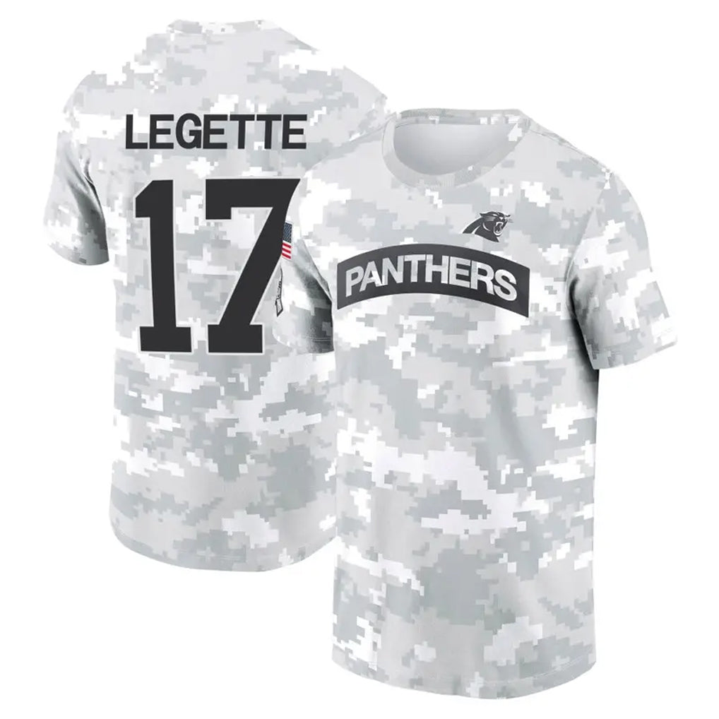 STECN C.Panthers #17 Xavier Legette Player Salute to Service Hoodies & T-Shirts Stitched Jerseys