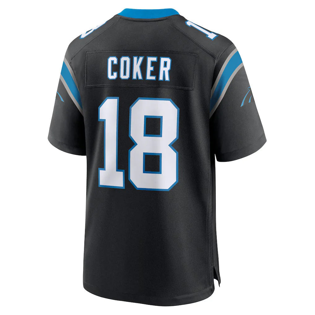 STECN C.Panthers #18 Jalen Coker Player Black Home Game Stitched Jerseys