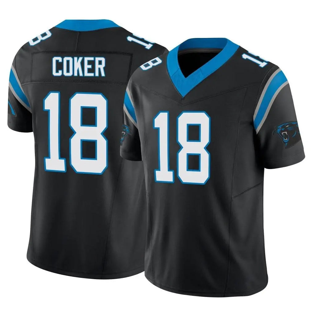 STECN C.Panthers #18 Jalen Coker Player Black Vapor F.U.S.E. Limited Home Game Stitched Jerseys