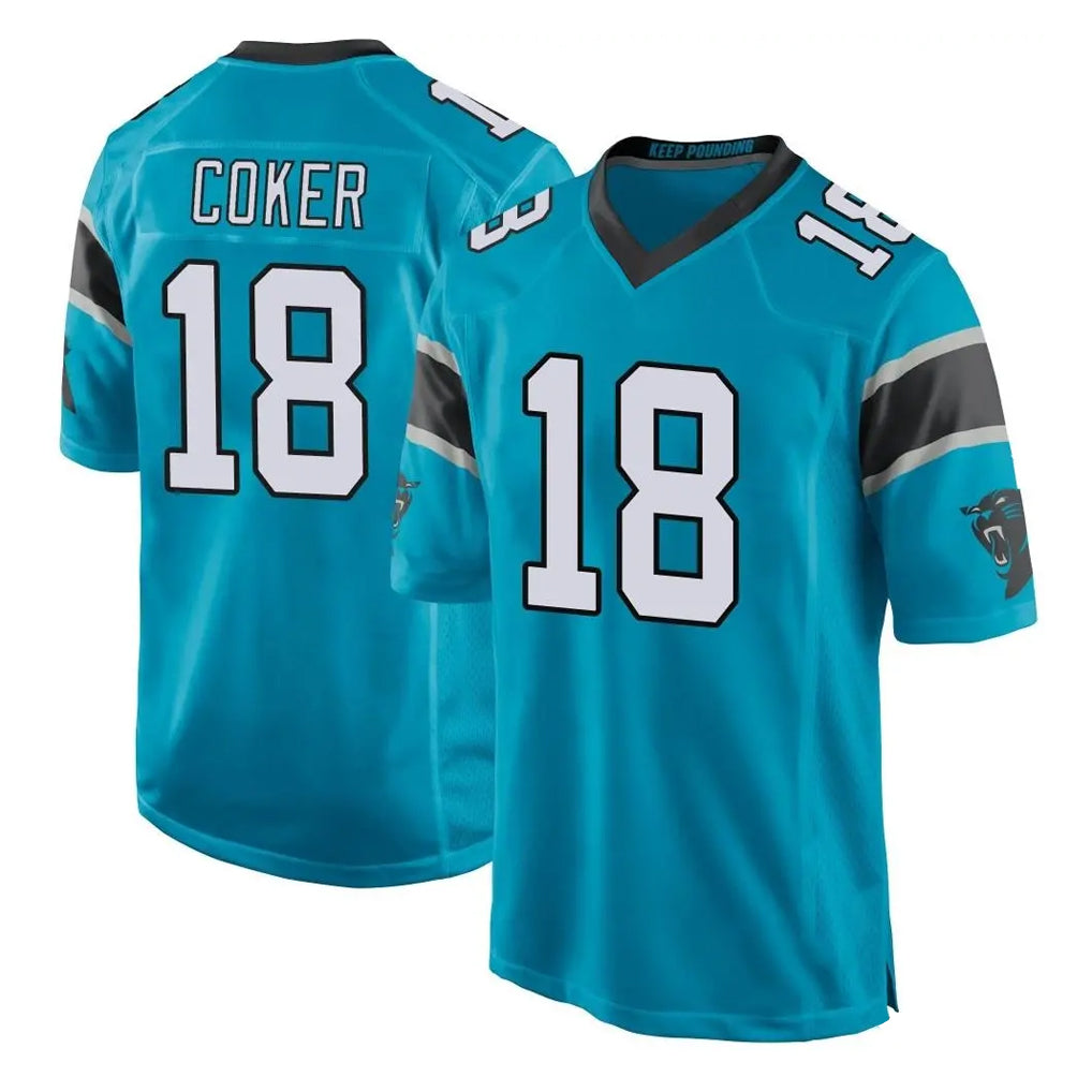 STECN C.Panthers #18 Jalen Coker Player Blue Game Stitched Jerseys