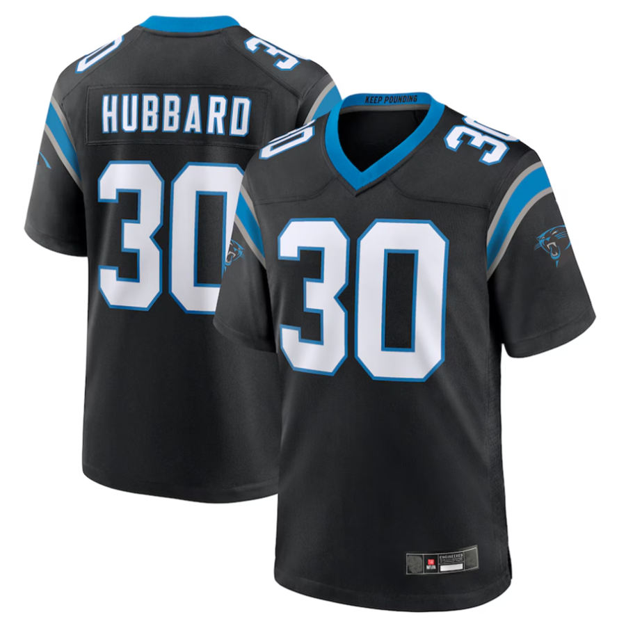 STECN C.Panthers #30 Chuba Hubbard Player Black Team Game Stitched Jerseys