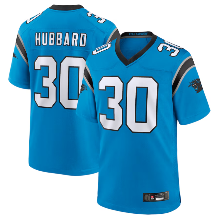 STECN C.Panthers #30 Chuba Hubbard Player Blue Game Stitched Jerseys