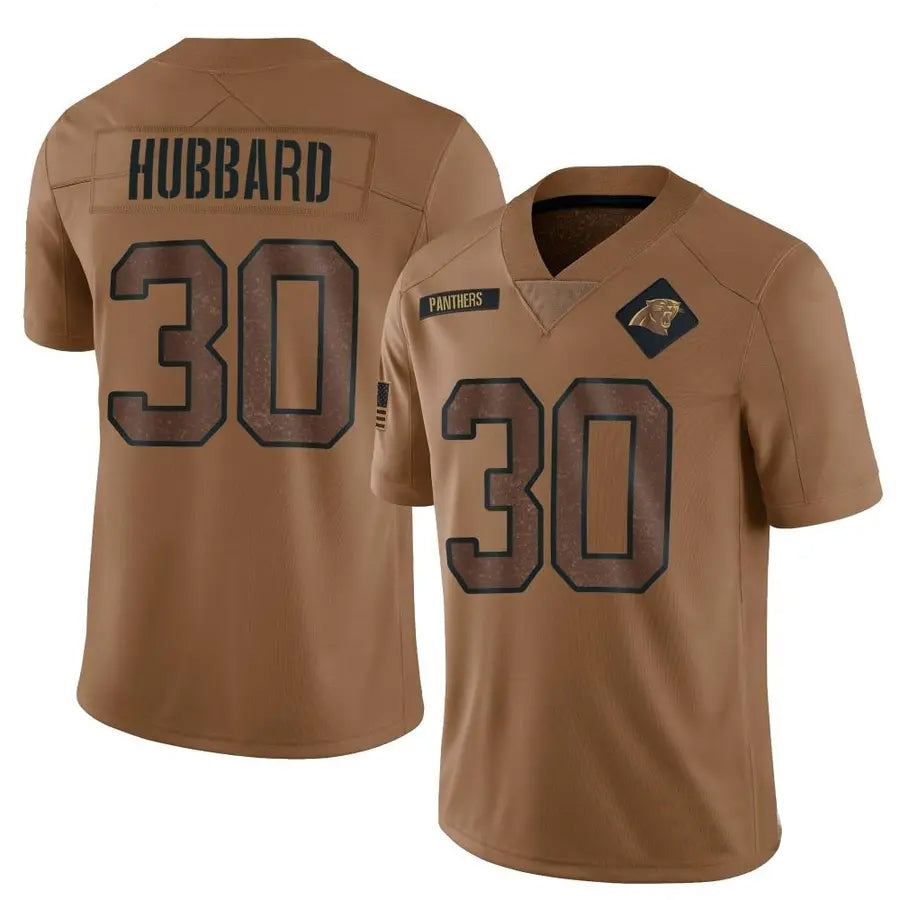 STECN C.Panthers #30 Chuba Hubbard Player Brown Salute To Service Limited Stitched Jerseys