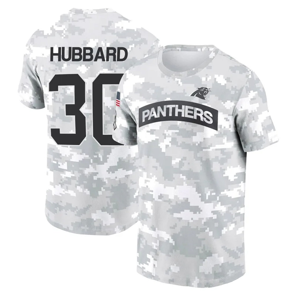 STECN C.Panthers #30 Chuba Hubbard Player Salute to Service Hoodies & T-Shirts Stitched Jerseys