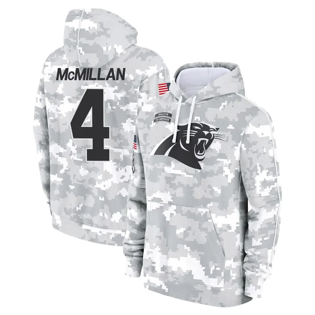 STECN C.Panthers #4 Tetairoa McMillan Player Arctic Camo Salute to Service Limited Hoodies Stitched Jerseys