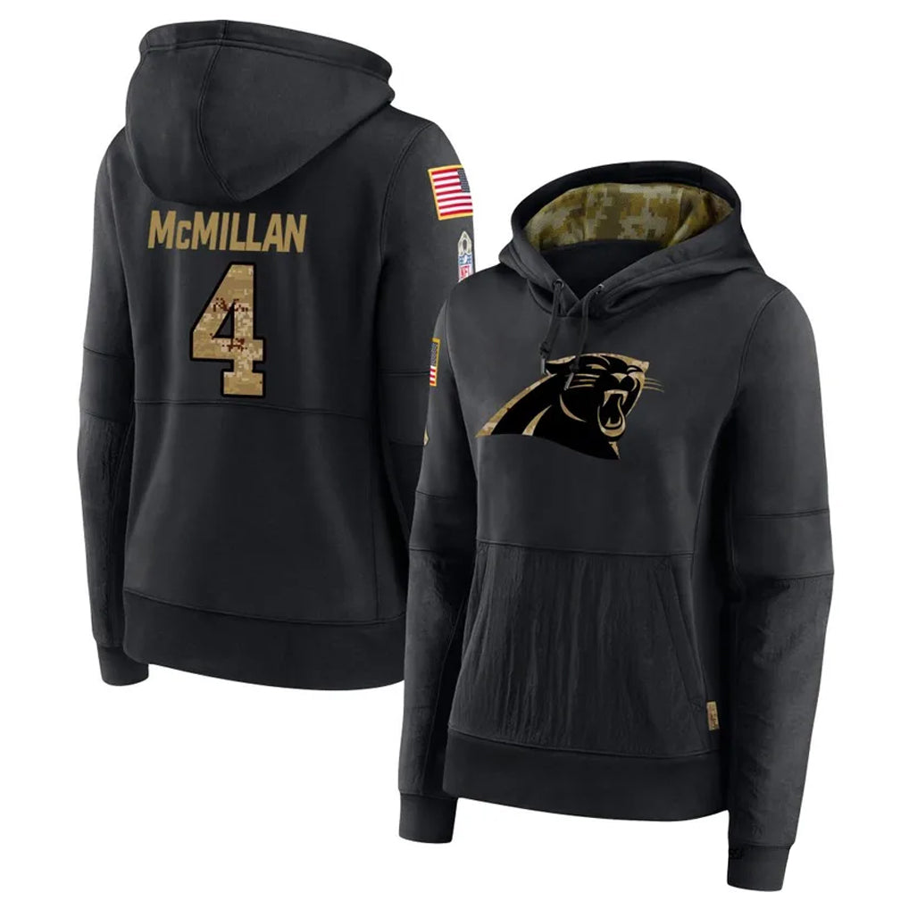 STECN C.Panthers #4 Tetairoa McMillan Player Black Salute to Service Hoodies Stitched Jerseys