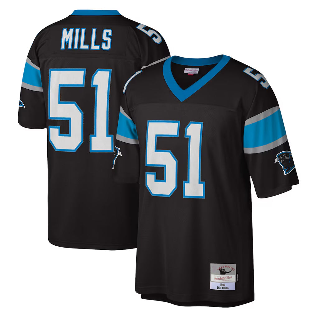 STECN C.Panthers #51 Sam Mills Player Black Mitchell & Ness Legacy Replica Stitched Jerseys