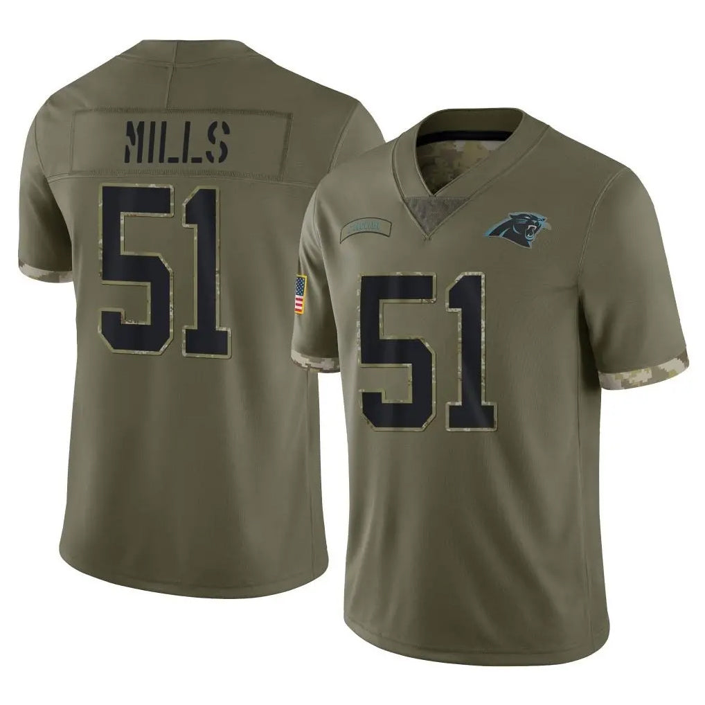 STECN C.Panthers #51 Sam Mills Player Olive Salute to Service Game Stitched Jerseys