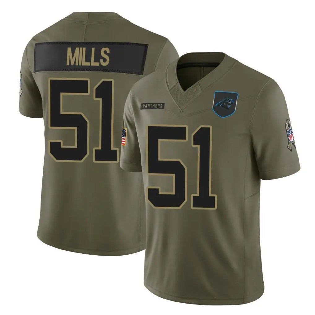 STECN C.Panthers #51 Sam Mills Player Olive Salute to Service Limited Home Game Stitched Jerseys