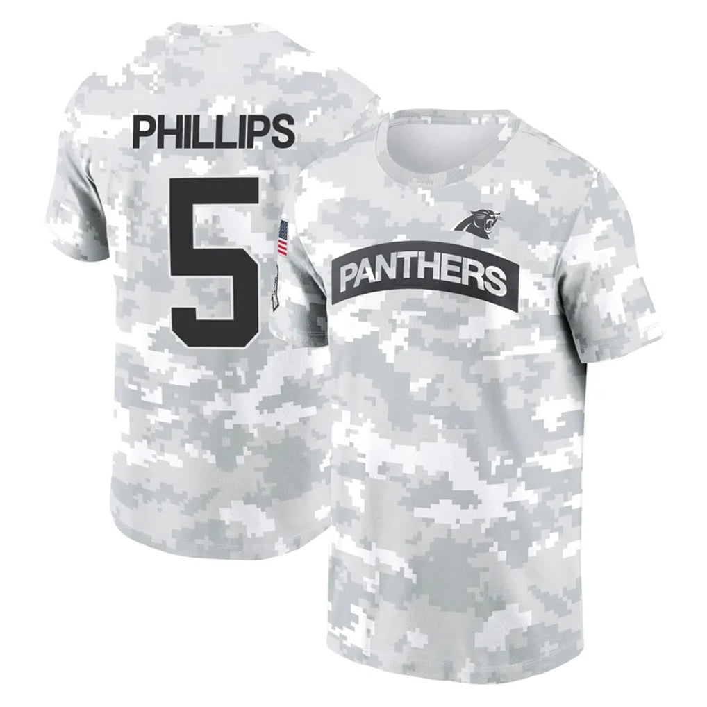 STECN C.Panthers #5 Jaelan Phillips Player Arctic Camo Salute to Service T-Shirt Hoodies Stitched Jerseys