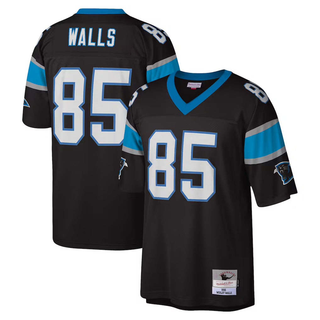 STECN C.Panthers #85 Wesley Walls Player Black Mitchell & Ness Legacy Replica Stitched Jerseys