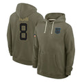 STECN C.Panthers #8 Jaycee Horn Player Olive Salute to Service Hoodies Game Stitched Jerseys