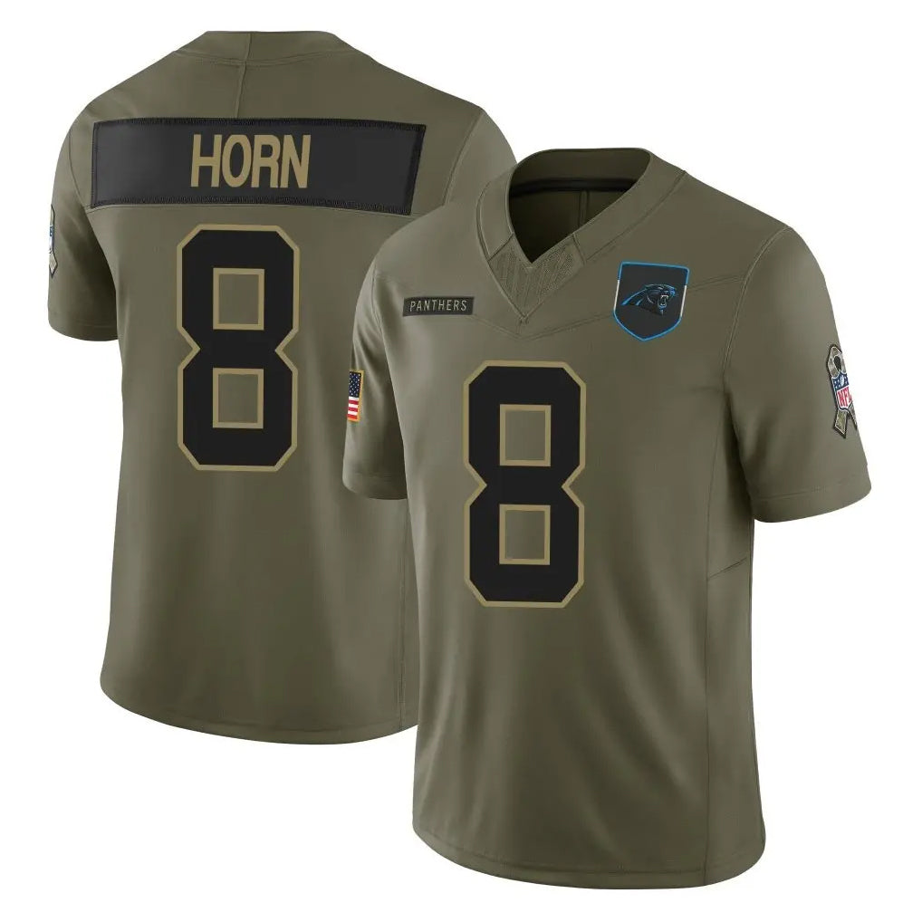 STECN C.Panthers #8 Jaycee Horn Player Olive Salute to Service Limited Home Game Stitched Jerseys