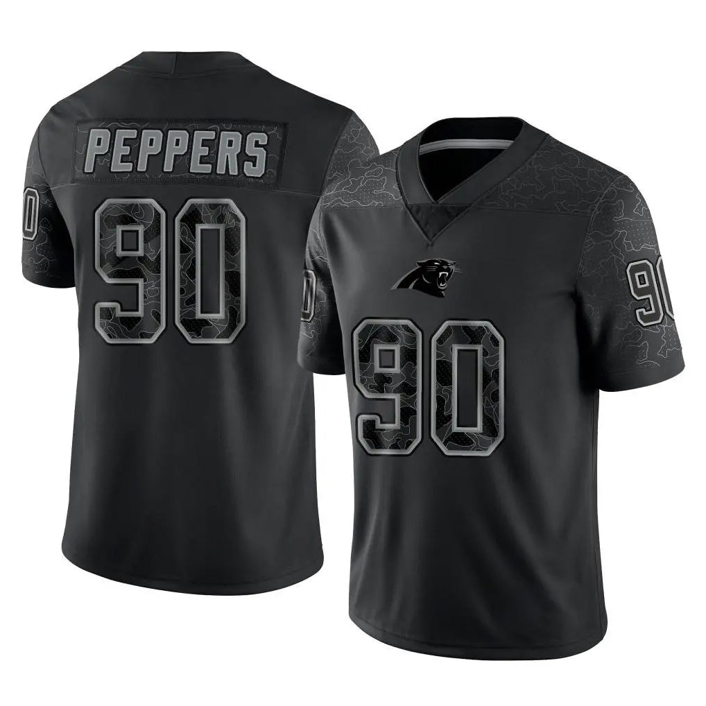 STECN C.Panthers #90 Julius Peppers Player Black Limited Reflective Game Stitched Jerseys