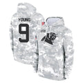 STECN C.Panthers #9 Bryce Young Player Arctic Camo Salute to Service Pullover Hoodies Limited Game Stitched Jerseys