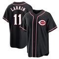 STECN C.Reds #11 Barry Larkin Player Black Fashion Out Home Game Stitched Jerseys