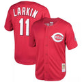 STECN C.Reds #11 Barry Larkin Player Mitchell & Ness Red Throwback Cooperstown Mesh Game Stitched Jerseys