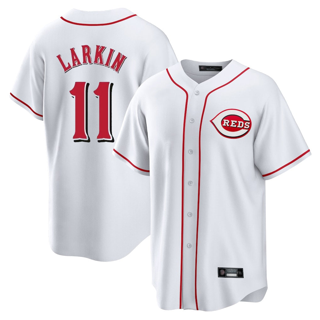 STECN C.Reds #11 Barry Larkin Player White Game Home Stitched Jerseys