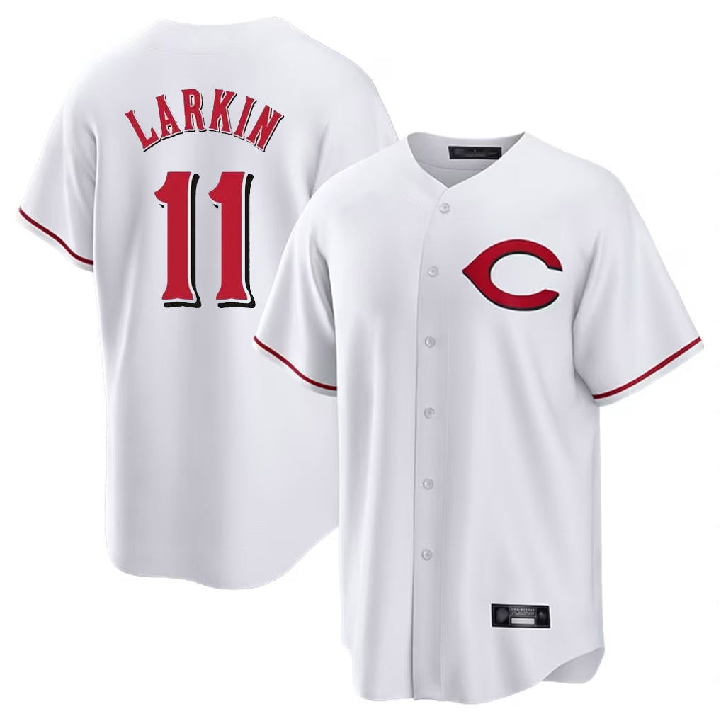 STECN C.Reds #11 Barry Larkin Player White Home Game Stitched Jerseys