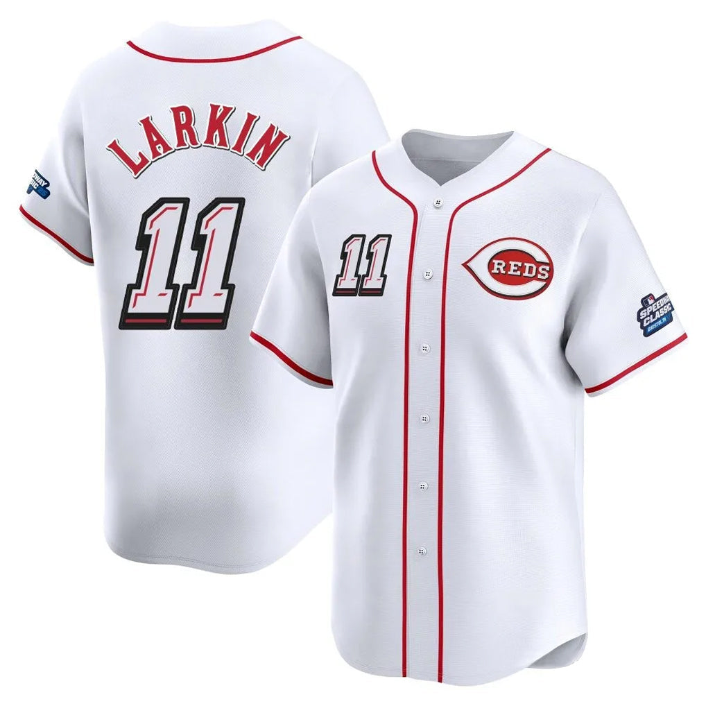 STECN C.Reds #11 Barry Larkin Player White Speedway Classic Home Limited Stitched Jerseys
