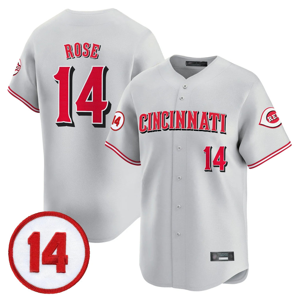 STECN C.Reds #14 Pete Rose Player Gray Vapor Premier Limited Home Stitched Jerseys