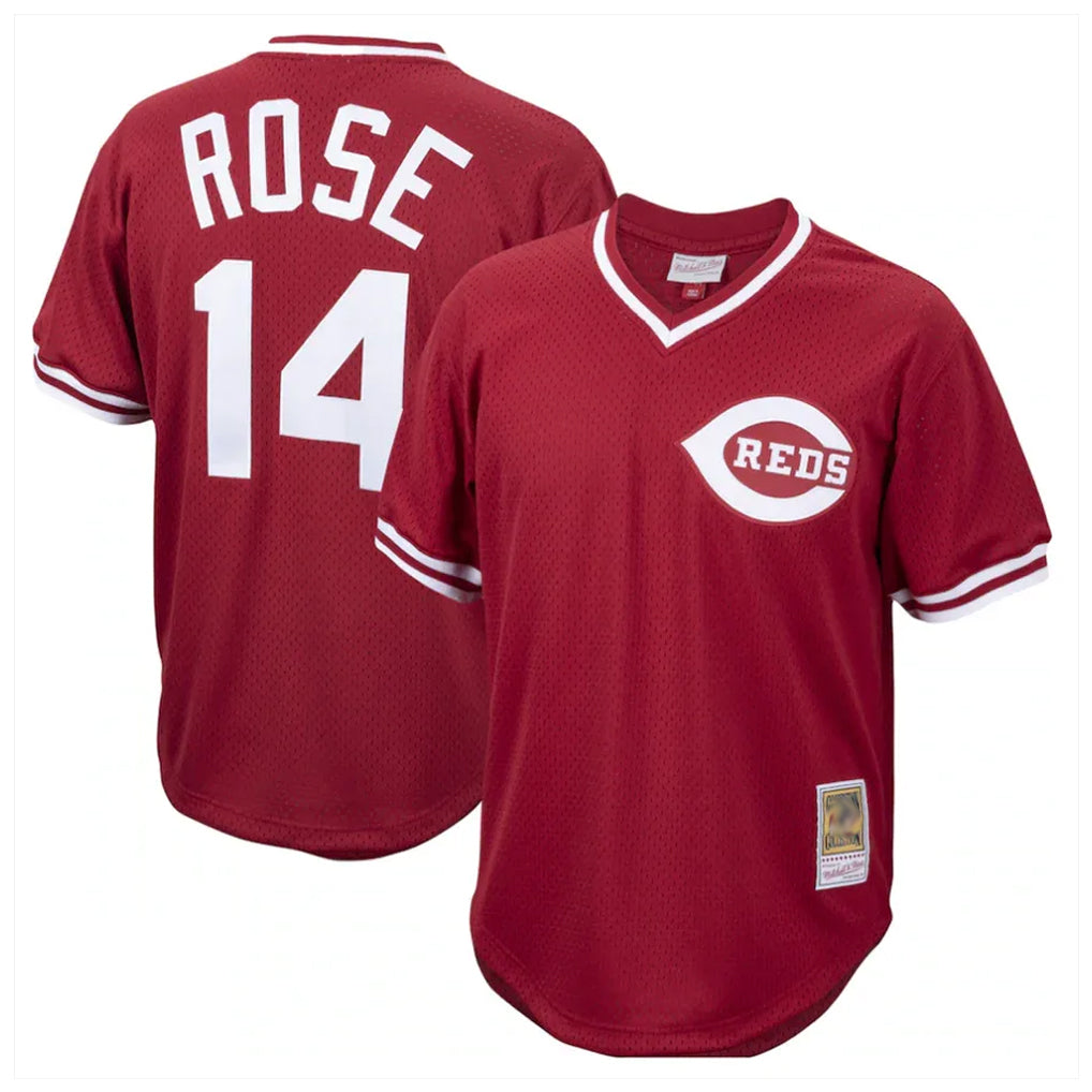 STECN C.Reds #14 Pete Rose Player Red Throwback Cooperstown Collection Limited T-shirt Stitched Jerseys