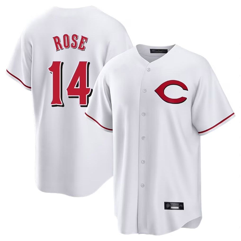 STECN C.Reds #14 Pete Rose Player White Home Game Stitched Jerseys