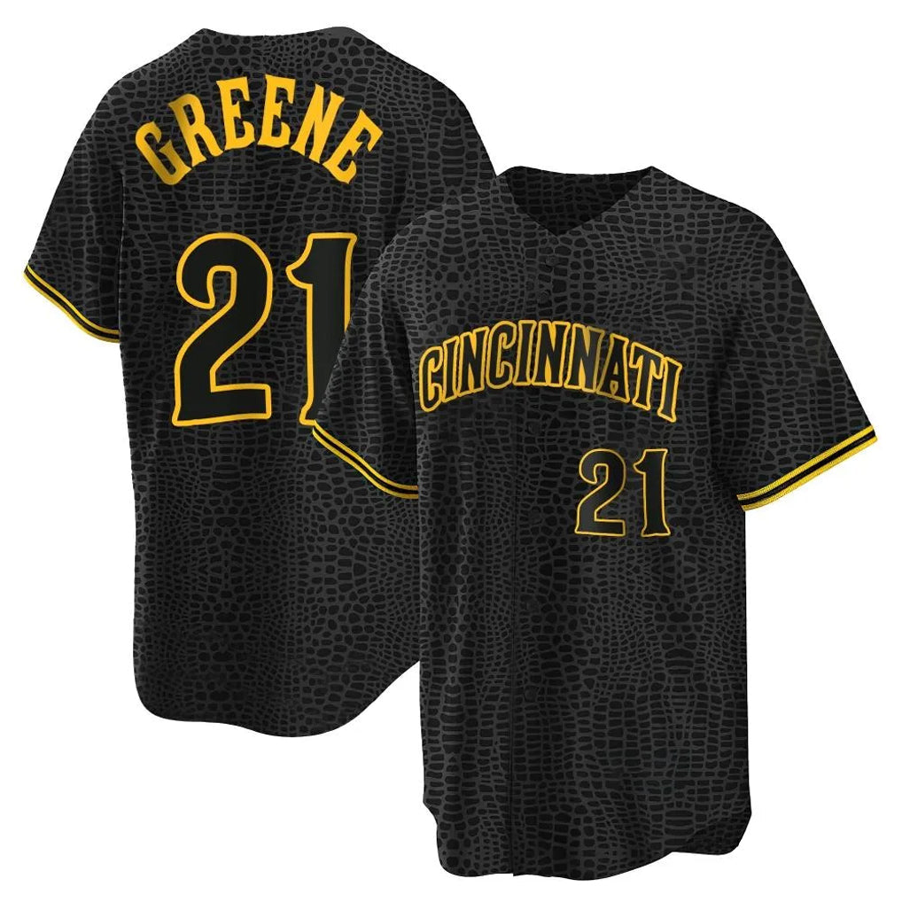 STECN C.Reds #21 Hunter Greene Player Black Snake Skin City Home Stitched Jerseys