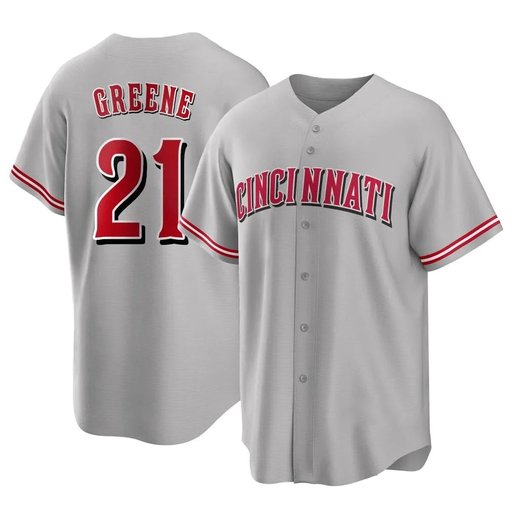 STECN C.Reds #21 Hunter Greene Player Gray Home Game Stitched Jerseys