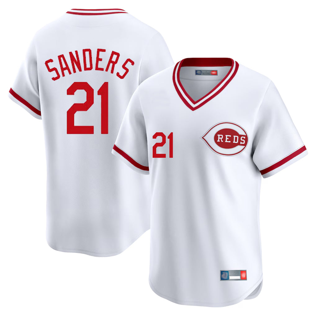 STECN C.Reds #21 Hunter Greene Player White Cooperstown Collection Limited T-shirt Home Stitched Jerseys