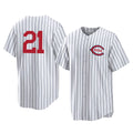 STECN C.Reds #21 Hunter Greene Player White Stripe Field of Dreams Game Home Stitched Jerseys